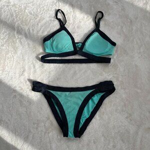 L Space Denim  Aqua Bikini Swimsuit Size X-Small